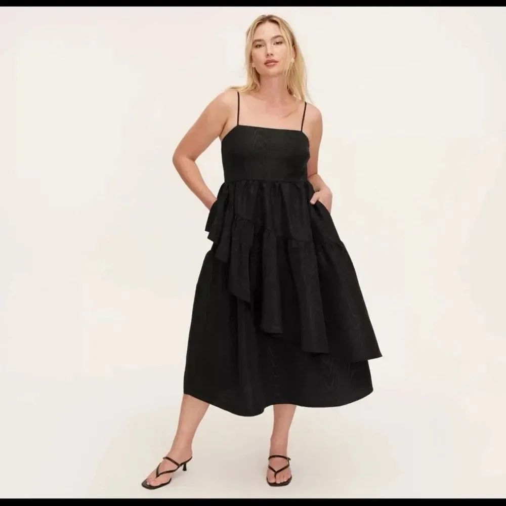 NEW! Kate Spade New York Target Tiered Ruffle Midi Tank Dress Black SZ L